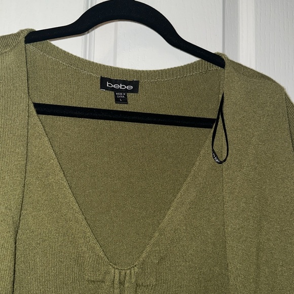 bebe Cashmere Sweater Tunic/Dress, Army Green, EUC, Size L - Picture 2 of 6